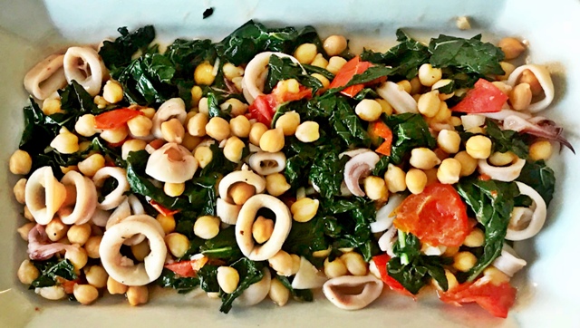 Warm Squid Salad with Cavalo Nero u0026 Chickpeas