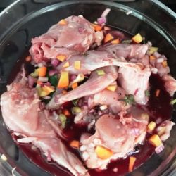 marinating rabbit pieces for ragu