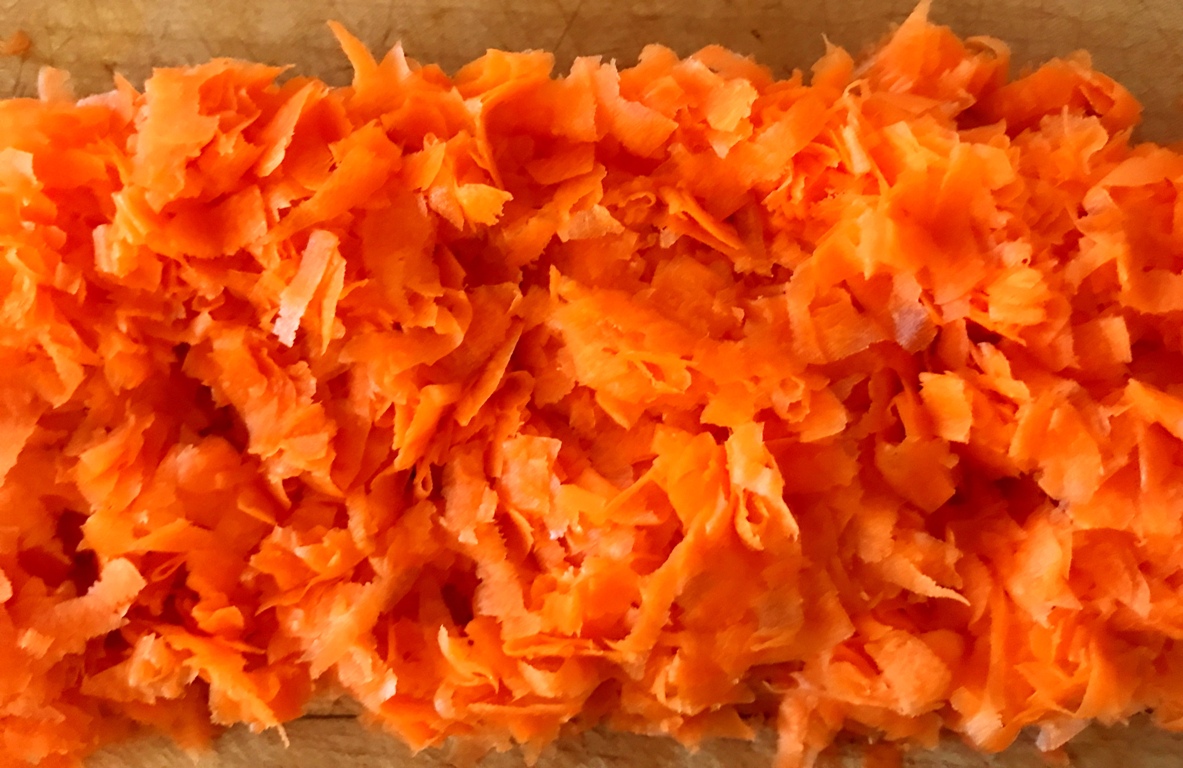grated carrots on a Microplane