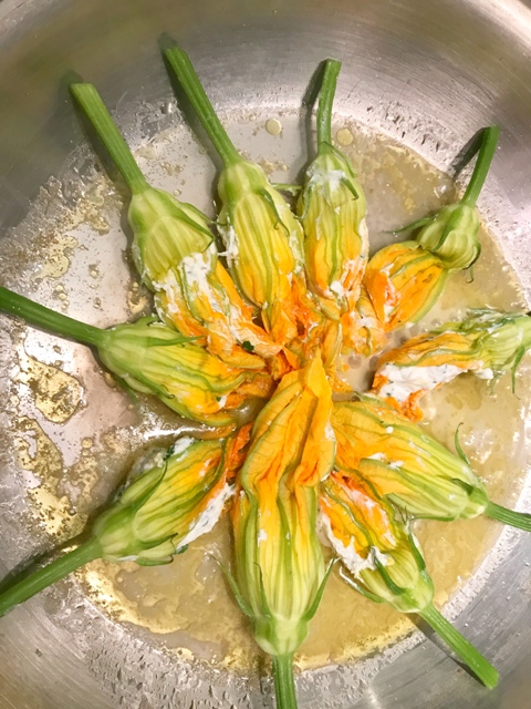 Steamed Squash Blossoms With Ricotta And Herbs