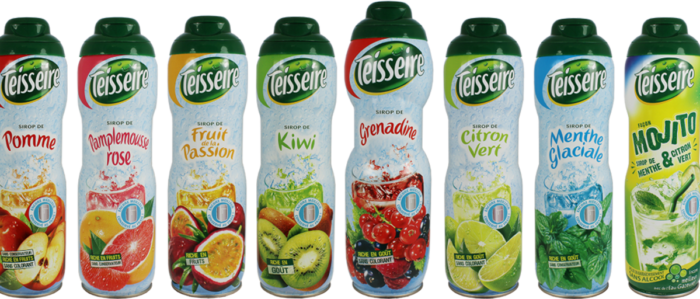 Assorted bottles of Teisseire syrups, from Teisseire files