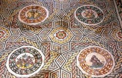 fruit mosaic including peaches at Villa Romana del Casale