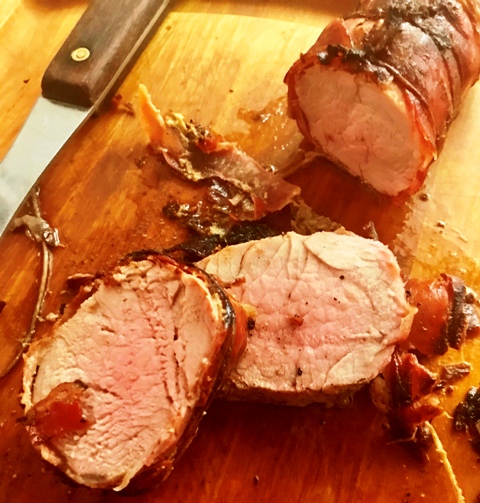 Grilled Pork Tenderloin with Mustard and Prosciutto