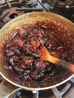 figs cooking in Mauviel copper fait tout