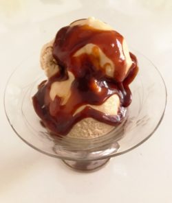 nutmeg gelato with caramel sauce KD kitchen