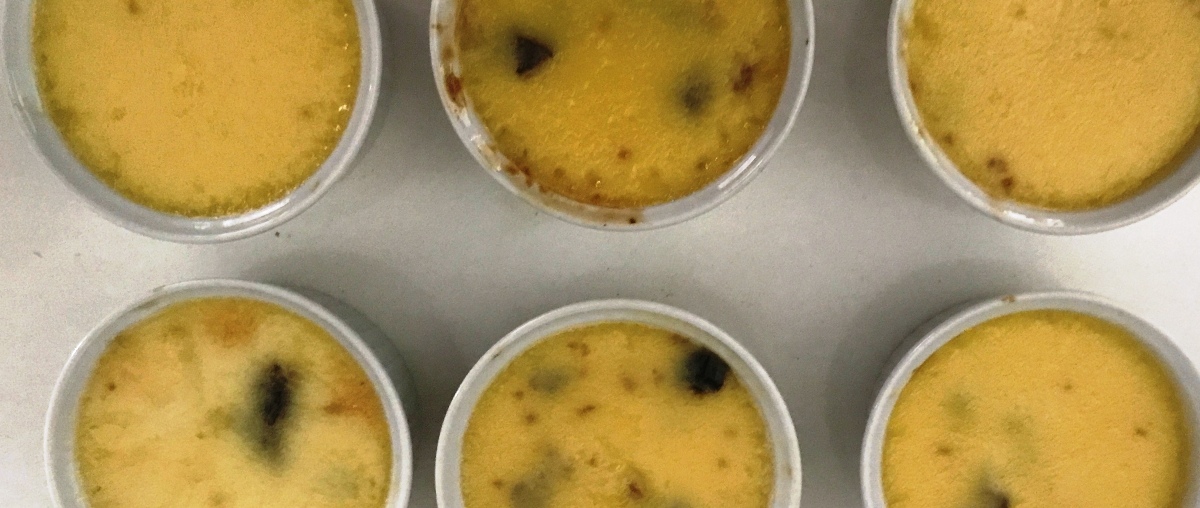 closeup of prune pots de creme in KD kitchen