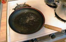 Kitchn image on pinterest of peeling teflon pan