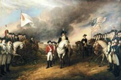John Turnbull painting of the surrender of Cornwallis at Yorktown, American and French Revolutions