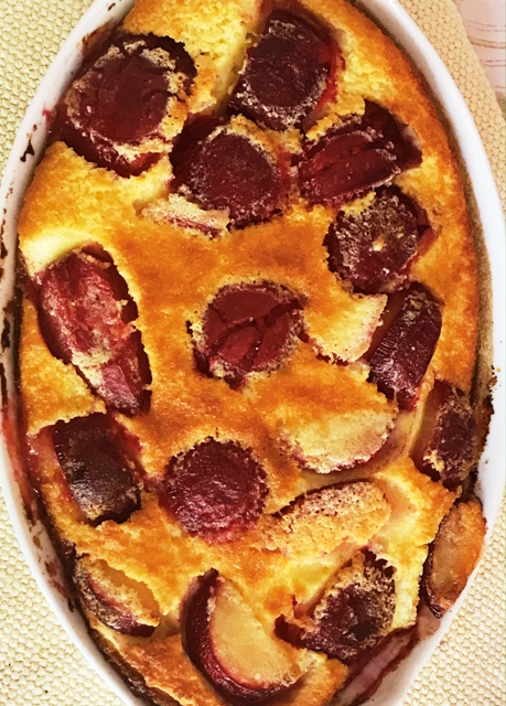 Plums In Custard Cake (Clafoutis)