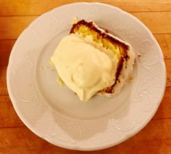 Alices Restaruant cake slice with Stella Park vanilla ice cream, Thanksgiving Dinner 