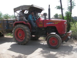 small tractor on a farm in India