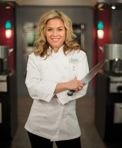 Cat Cora in Cayson jacket for women from their FB page 