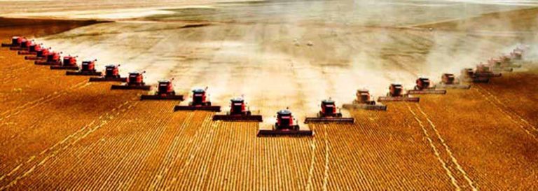 Permaculture news image of industrial combnes