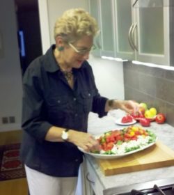 Michaele Weissman Salad Godess with her version of a watermelon salad