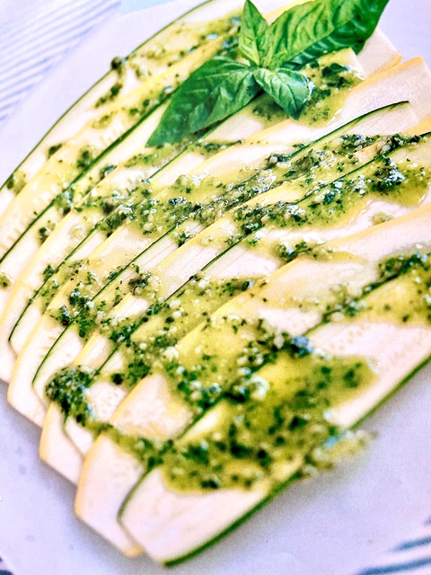Zucchini And Yellow Squash With Pesto Dressing