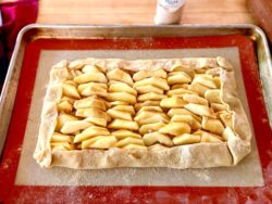 Tanis apple tart ready to bake in KD kitchen