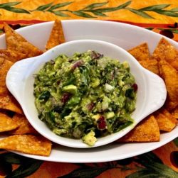 Guacamole with homemade tortilla chips