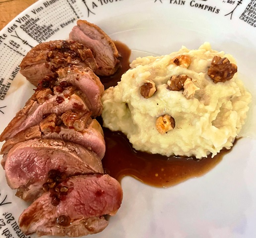 Crisp Duck Breast with Pink Peppercorn Sauce