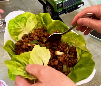 Saucy Ground Turkey Wrapped in Lettuce Leaves