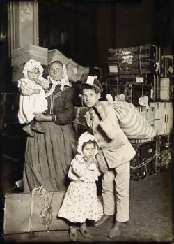 Italian Immigrant family Ellis Island photo by Lewis H. Hine