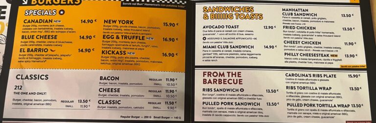 Hamerica menu, big shot, by Nancy Pollard