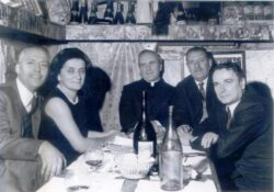 Anna Gosetti della Salda at dinner with collegues