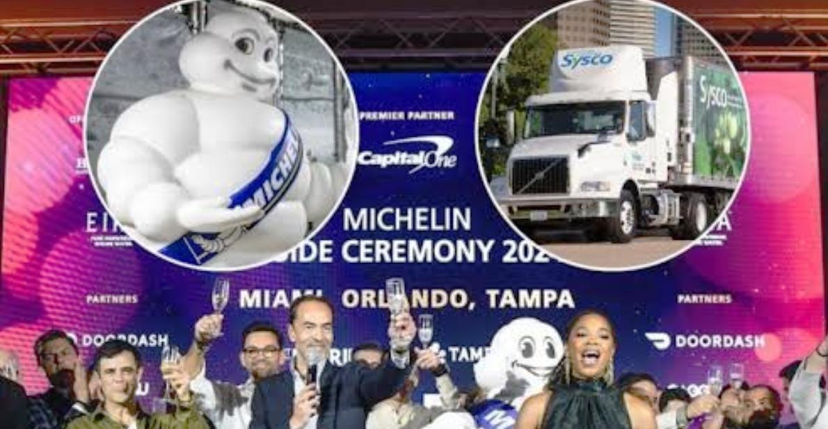 Graphic showing a link between Sysco and Michelin, from LinkedIn