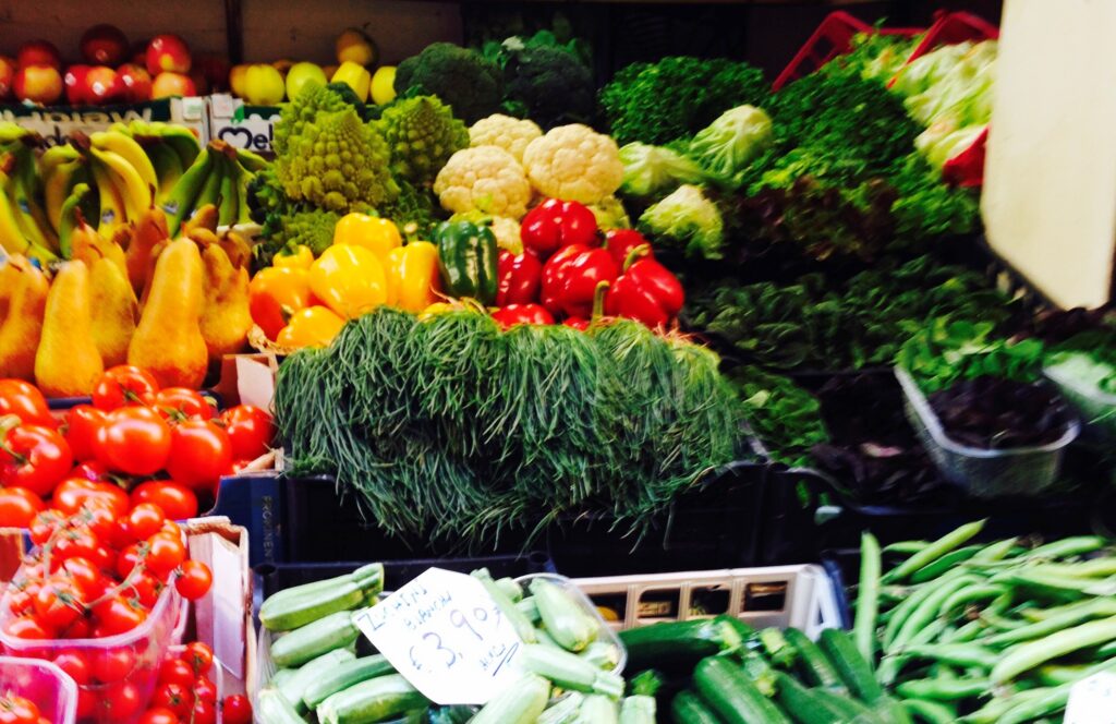 Vegetables for sale at a market in Bologna